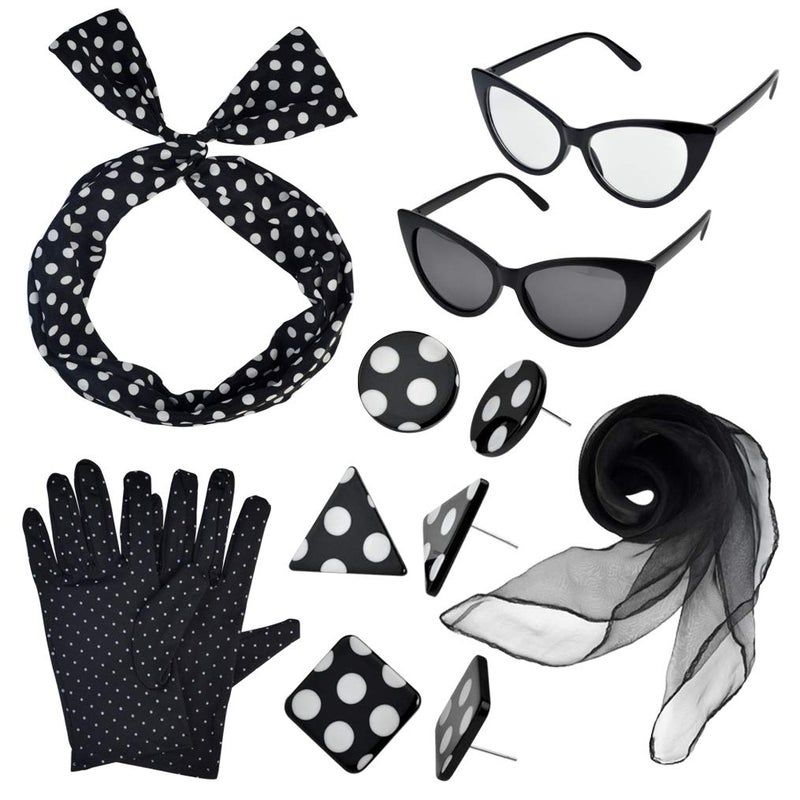 HOVEOX 1950s Women Costume Accessories Scarf Headband Set for 50s Party - Image 1